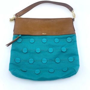 Relic turquoise canvas hand bag with studded strap